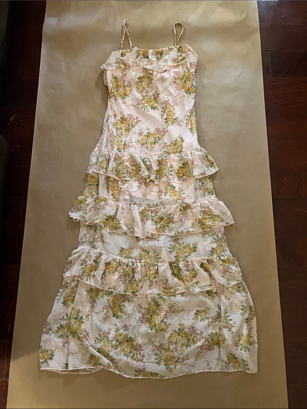 wild fable Pink Floral Ruffled Maxi Dress